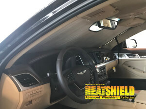 Heatshield Windshield Sun Shade for 2018 Genesis G80 (interior view)