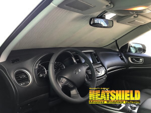 Heatshield Windshield Sun Shade for 2018 Infiniti QX60 (interior view)