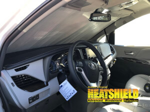 Heatshield Windshield Sun Shade for 2018 Toyota Sienna (interior view)