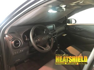 Heatshield Windshield Sun Shade for 2018 Hyundai Kona (interior view)