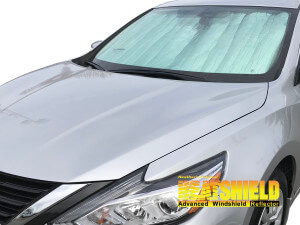 Heatshield Windshield Sun Shade for 2013, 2014, 2015, 2016, 2017, 2018 Nissan Altima (exterior view)