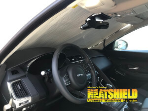 Heatshield Windshield Sun Shade for 2018 Jaguar E-Pace (interior view)