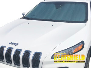 Heatshield Windshield Sun Shade for 2019, 2020, 2021, 2022, 2023 Jeep Cherokee (exterior view)