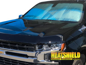 Heatshield Windshield Sun Shade for 2019-2025 Chevrolet Silverado (exterior view)