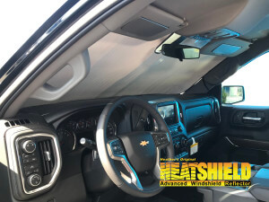 Heatshield Windshield Sun Shade for 2022 Chevrolet Silverado (interior view)