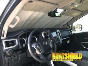 Heatshield Windshield Sun Shade for 2018 Nissan Titan (interior view)