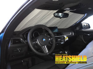 Heatshield Windshield Sun Shade for 2017 BMW 2-Series (interior view)