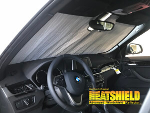 Heatshield Windshield Sun Shade for 2017 BMW X1 (interior view)