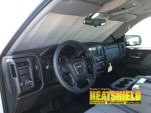 Heatshield Windshield Sun Shade for 2018 GMC Sierra (interior view)