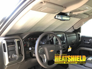 Heatshield Windshield Sun Shade for 2018 Chevrolet Silverado (interior view)