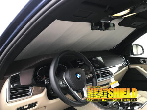 Heatshield Windshield Sun Shade for 2021 BMW X5 (interior view)