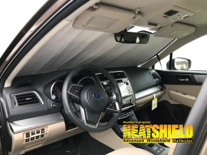 Heatshield Windshield Sun Shade for 2017 Subaru Outback (interior view)