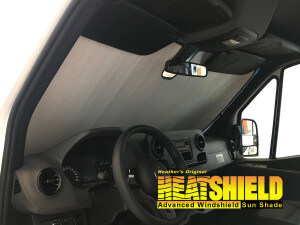 Heatshield Windshield Sun Shade for 2023 Mercedes Sprinter (interior view)