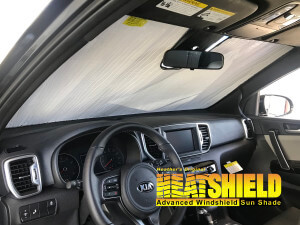 Heatshield Windshield Sun Shade for 2018 Kia Sportage (interior view)