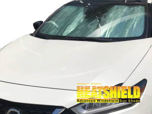 Heatshield Windshield Sun Shade for 2019, 2020, 2021, 2022, 2023 Nissan Maxima (exterior view)