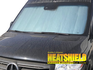 Heatshield Windshield Sun Shade for 2019, 2020, 2021, 2022, 2023, 2024 Mercedes Sprinter (exterior view)