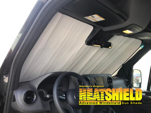 Heatshield Windshield Sun Shade for 2020 Mercedes Sprinter Crew (interior view)