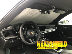 Heatshield Windshield Sun Shade for 2020 Porsche 911 (interior view)