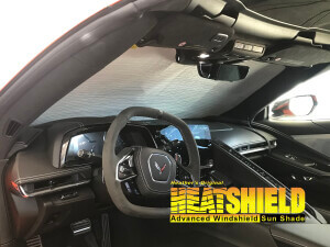 Heatshield Windshield Sun Shade for 2023 Chevrolet Corvette (interior view)