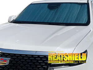 Heatshield Windshield Sun Shade for 2021, 2022, 2023, 2024, 2025 Cadillac Escalade (exterior view)